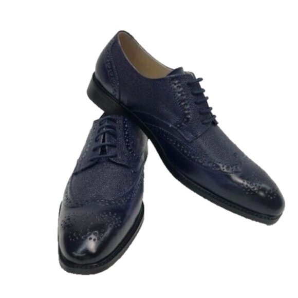Antonio Cerrelli Elite Men\'s Blue Wingtip Oxford Shoes Croc Print Sizes 8.5 - 12 main image 7